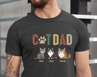 Personalized Cat Dad Shirt, Vintage Style, Father's Day Gift