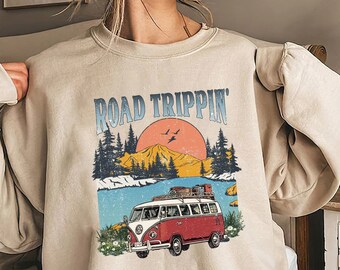 Vintage roadtrip-shirt: woestijnavontuur, zomervakantie