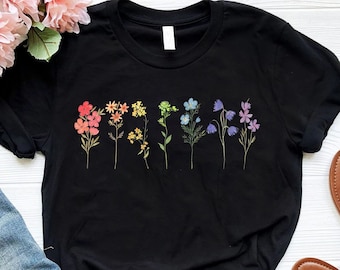 Wildflower Lgbt Pride Month Shirt, Flower Gay Lesbian Shirt, Cute Pride Shirt, Queer Lesbian Girls