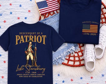 Custom Descendant Patriot Tee, Sons Daughters American Revolution Shirt