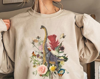 Dinosaur Botanical Bouquet Shirt: Cottagecore Dino Lover Gift