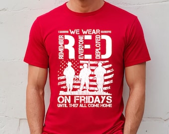 Camiseta roja para veteranos militares del viernes: Recuerda a todos los desplegados.