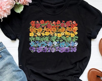 Pride LGBT-shirt met bloemenvlag: Gay Pride-maandcadeau