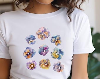 Watercolor Flowers Shirt: Y2K Boho Floral Tee