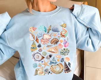 Cottagecore Seashells Cotton T-Shirt, Ocean Theme
