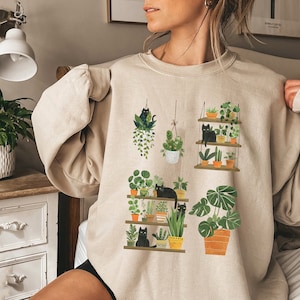 Katzen und Pflanzen Shirt, Pflanzenliebhaber, Pflanzen Liebhaber, Buch Pflanze Shirt, Buch Liebhaber Geschenk, Gärtner Shirt