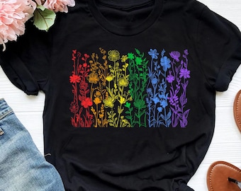 LGBT Pride Wildflowers Shirt: Subtle Rainbow Graphic Tee