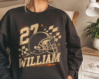 Custom Checkered Football Shirt, Personalized Player Name Number Tee, Sports Mom Gift