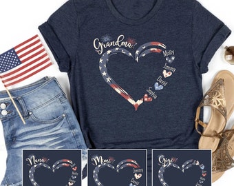 Personalized Grandma USA Flag Shirt: Patriotic Grandkids Tee