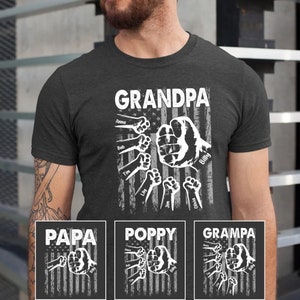 Personalized Papa Patriotic Shirt, Fathers Day Shirt for Grandpa, Custom Poppy, Grandpa Fist Bump Shirt