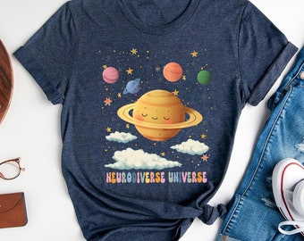 Maglietta in cotone "Neurodiverse Universe", consapevolezza dell'autismo