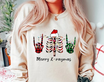 Merry Xraymas-kerst-T-shirt: grappig cadeau skelet radiologie