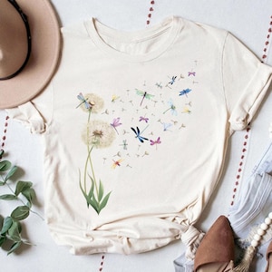 Dandelion Dragonfly Cotton Shirt: Vintage Style