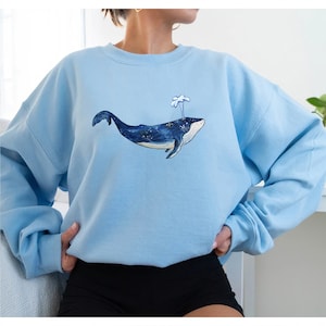 Whale Water Color Shirt, Cute Whale Shirt, Gift for Whale Lover, Shirt for Animal Lover, Ocean Animal Shirt