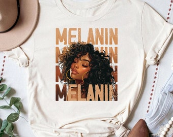 Camiseta de mujer afro con la reina de la melanina: Mes de la Historia Negra