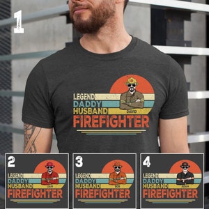 Personalized Dad Firefighter Shirt, Father&#39;s Day Shirt, Legend Husband Daddy Grandpa Shirt