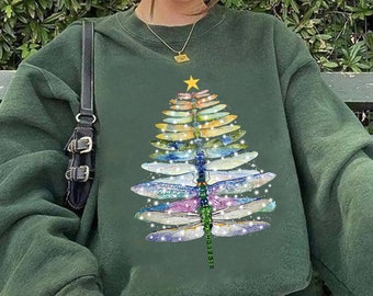 Christmas Dragonfly Tree Shirt: Insect Lover Gift