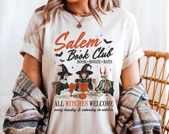 Camiseta del Club de Lectura de Brujas: Lectura espeluznante de Halloween - Camiseta de algodón