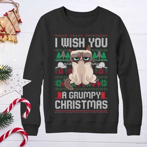 I  Wish You A Grumpy Christmas Shirt, Grumpy Cat Sweater, Ugly Sweater Christmas, Merry Christmas Shirt, Cute Gift, Funny Christmas Shirt