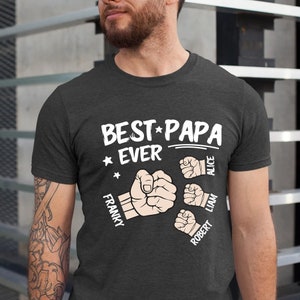 Best Papa Ever Shirt, Dad Hand Pump Shirt,Custom Grandpa Shirt, Father&#39;s Day, Birthday Gift For Dad