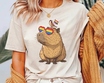 Capybara LGBT Pride Cotton T-Shirt, Capybara Lover Gift