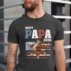 Best Papa Ever Shirt, Gift For Father Best Dad Ever, Father&#39;s Day Shirt, 4th July Papa Shirt, Papa USA Flag Shirt