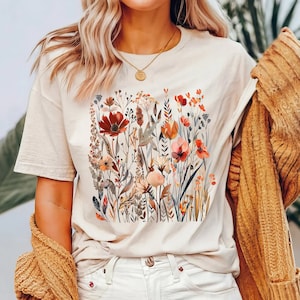 Autumn Wildflowers  Cottagecore Shirt, Fall Flowers Shirt, Botanical Gardener Shirt, Flowers Aesthetic Shirt