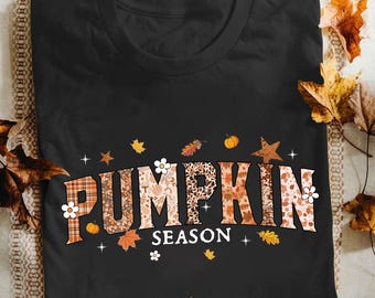 Pumpkin Season Cotton Shirt, Fall Women's Tee