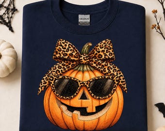 Leopard Pumpkin Halloween Shirt, Vintage Jack O Lantern Tee, Fall Trick or Treat Gift