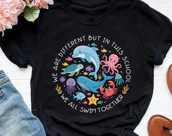 Ocean Animal Teacher Shirt: Back to School Cotton Tee