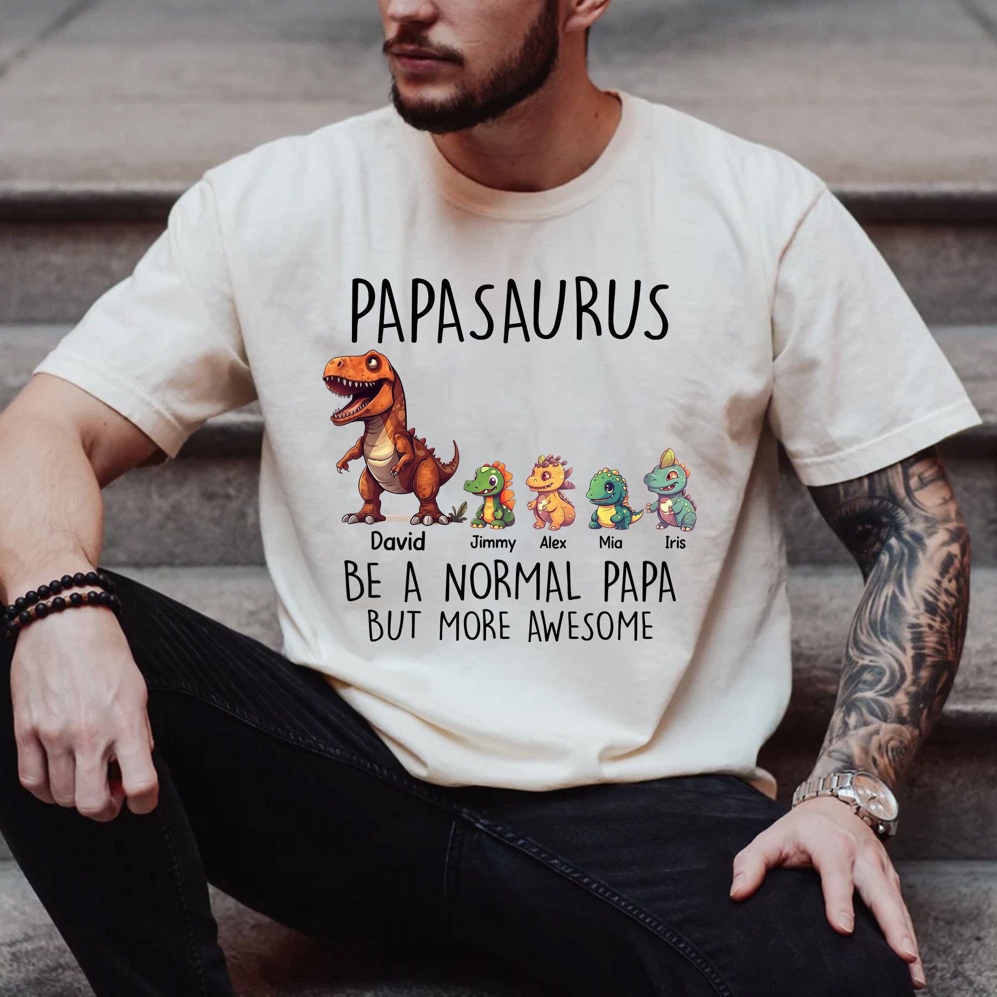 Papasaurus Tshirt Trex Papa I Happy Have Two Kid Shirt Gift Papasaurus Tshirt Trex Papa I Happy Have Two Kid Shirt Gift