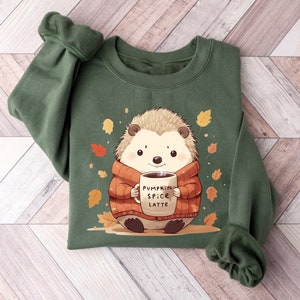 Hedgehog Coffee Shirt, Cute Hedgehog Shirt, Hedgehog Fall Autumn Shirt, Hedgehog Lover Shirt
