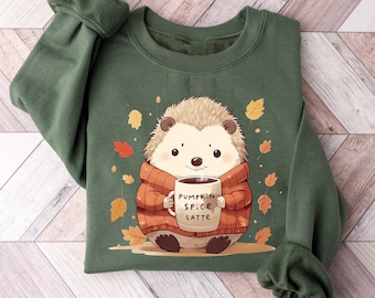 Igel Kürbis Gewürz Latte Baumwoll-Shirt, Herbst-Fall-T-Shirt