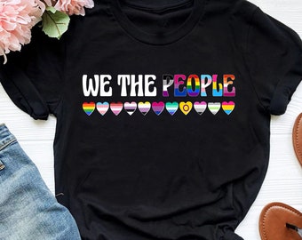 We The People LGBT Pride-shirt: regenboogharten, inclusief T-shirt