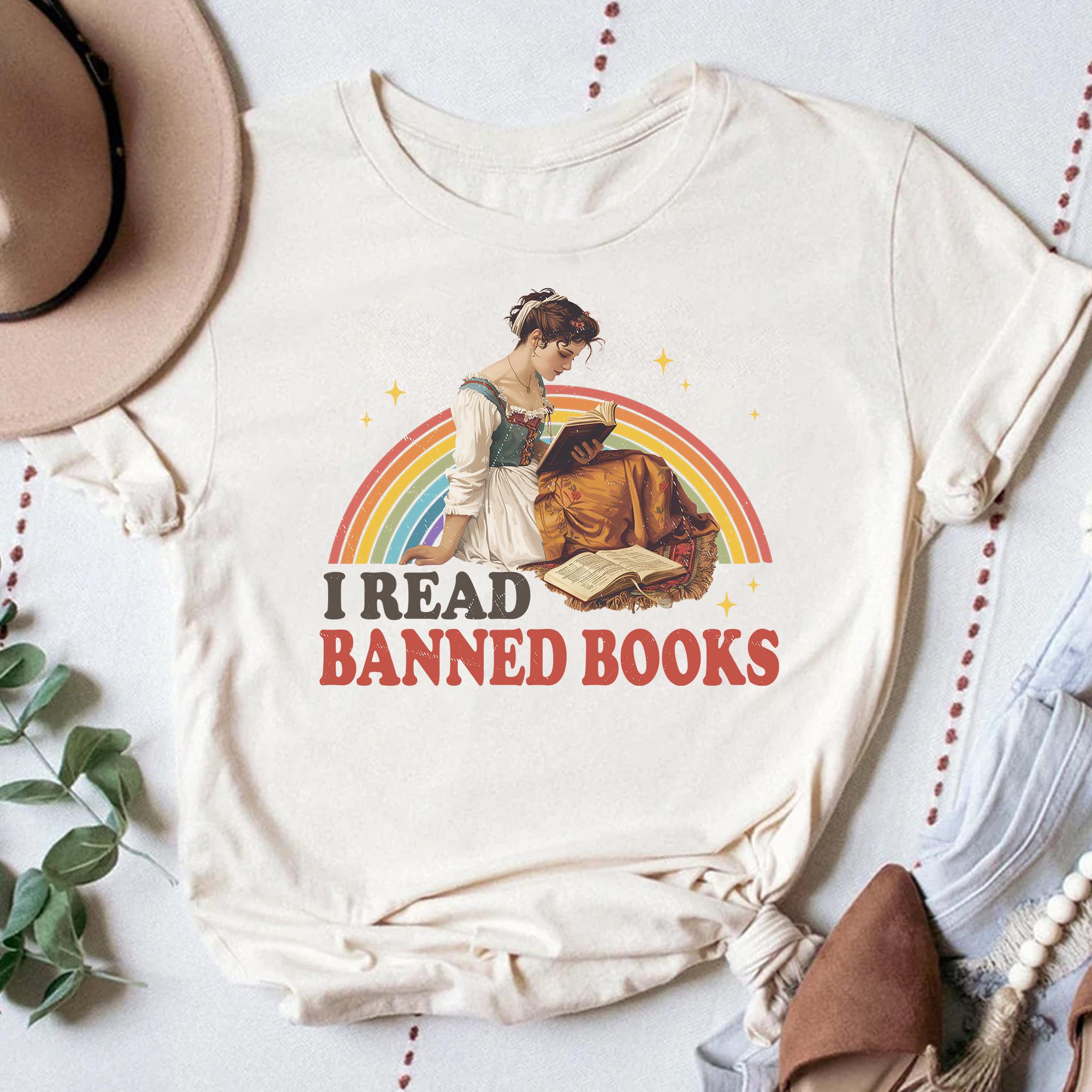 I Read Banned Books Shirt: Retro Bookworm Tee