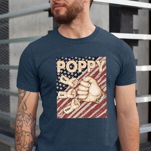 Personalized Grandpa Fist Bump USA Flag Cotton Shirt