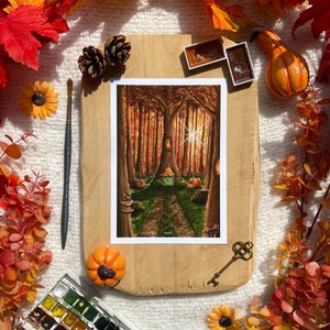 Aquarell-Illustration - Herbst im Märchen