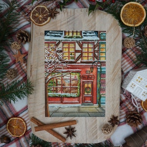 Weihnachts-Aquarell-Illustration - Der Spielzeugladen