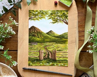 Illustrazione ad acquerello - Un'estate nelle Highlands