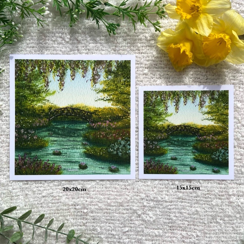 Ilustración en acuarela Inspiración en los jardines de Claude Monet imagen 2