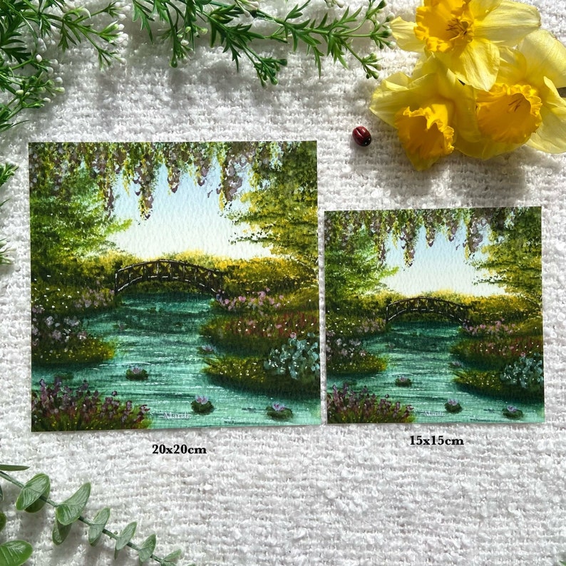 Ilustración en acuarela Inspiración en los jardines de Claude Monet imagen 3