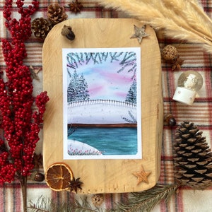 Aquarell-Illustration - Winterlandschaft