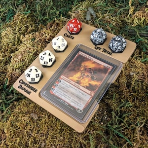 Bandeja para cartas de comandante EDH de Magic The Gathering, zona de comandos de MTG, estación de juego minimalista compatible con cargador superior TCG, organización de seguimiento de vida