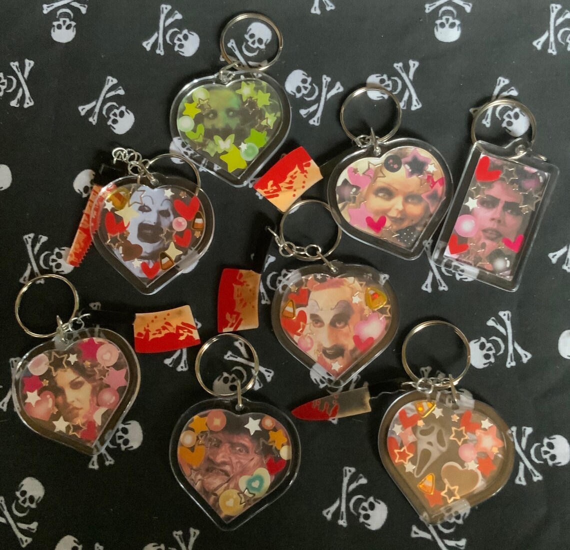 HANDMADE Horror Heart Shaped Deco Keychains , Photocard , Kawaii , Baby ...