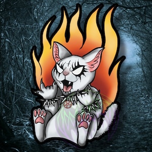 Handmade CorpsePaint Kitty Vinyl  Sticker , Decal  - Metalhead , cats , Black Metal , Cute, Shiny, Kvlt, Kawaii, Metal Music