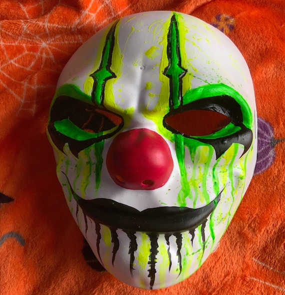 UV Black Light Clown Mask Adult White Green UV Black Light Clown Mask Adult White Green