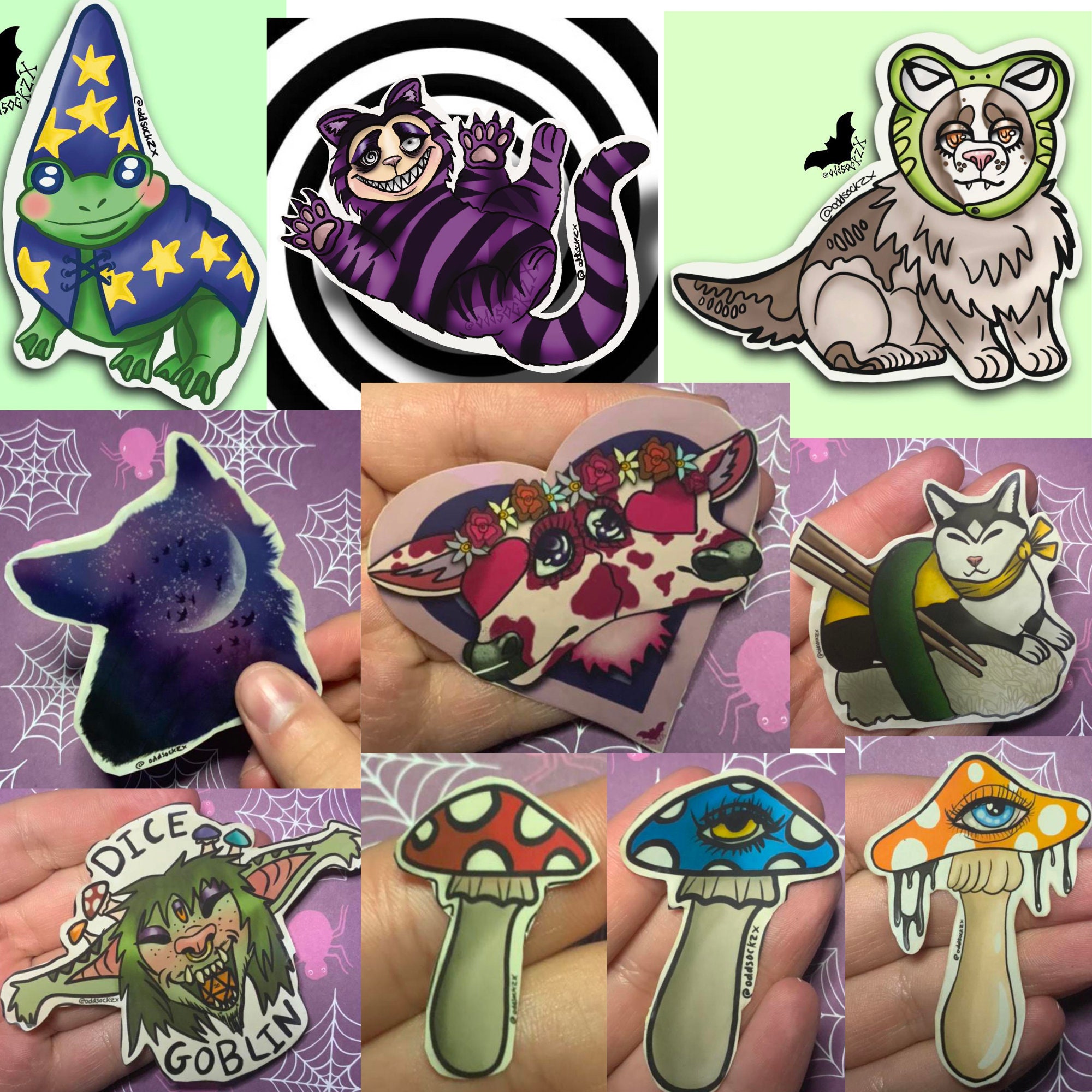 Handmade Rainbow bright Fun D&D dice stickers table top gaming Nerdy