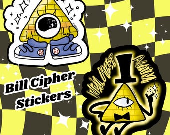 GlOSSY STICKERS:Handmade  Bill Cipher vinyl stickers /Decal| Demon |Pyramid |Baby Bill | Weirdmagetton |Cartoon  | Gravity Falls |Stationary