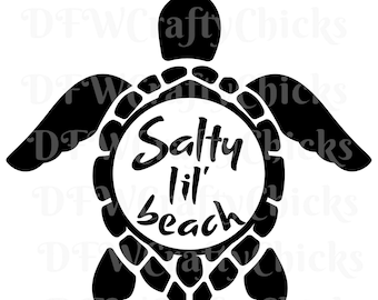 Salty lil beach Svg,  turtle Svg, waves Svg, Cricut, silhouette, beach waves Svg, beach png, beach waves png, ocean Svg, sea turtle Svg