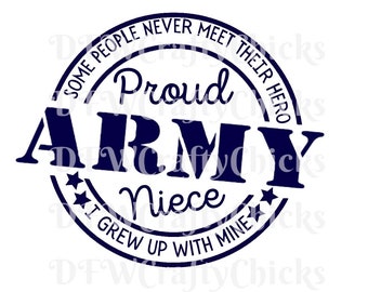 Proud Army Niece , Proud Niece ,Army Niece, Army Niece png, Cricut, silhouette, I Grew Up With Mine